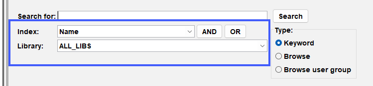 Index and library dropdown