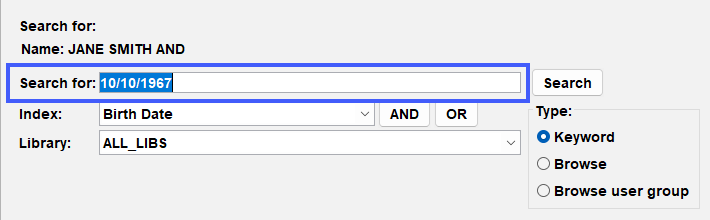 search For option