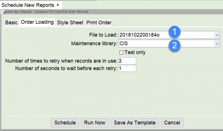 Load Flat Order Records - order loading tab