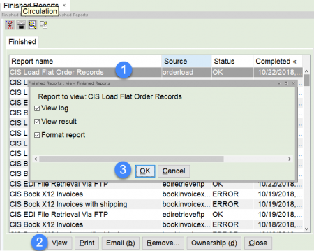 Load Flat Order Records - finished report list