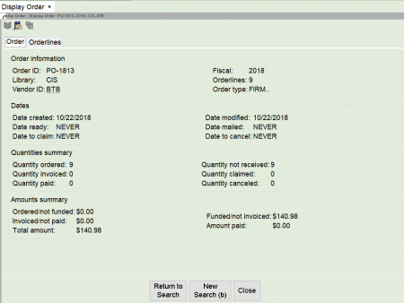Display Order Wizard details