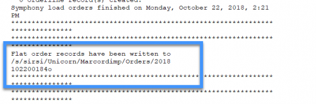 Load Bibs with Order Info report - completed report log