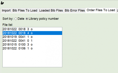 Load Bibs with Order Info report - order files to load