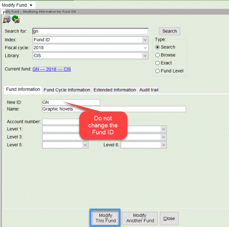 click modify this fund