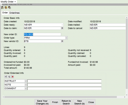 Modify Order Wizard
