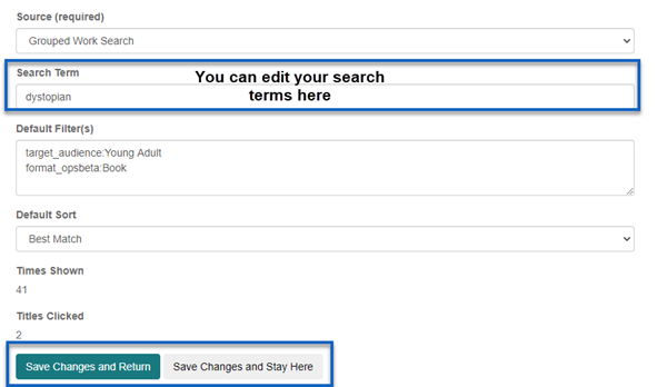 field to re-enter search terms