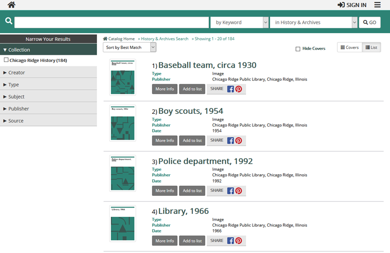 archives search results