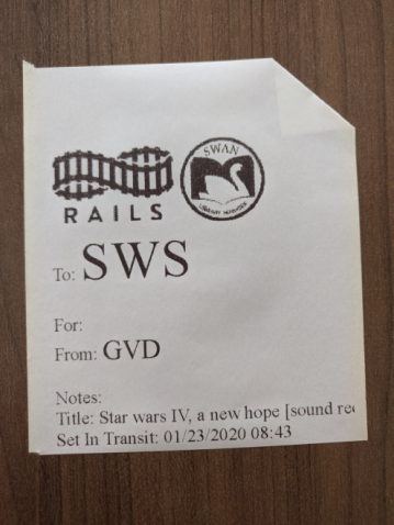 Transit label printed on receipt paper