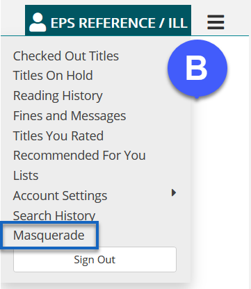 menu dropdown under username