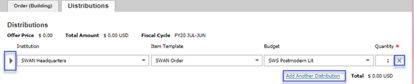 remove distribution by clicking blue x