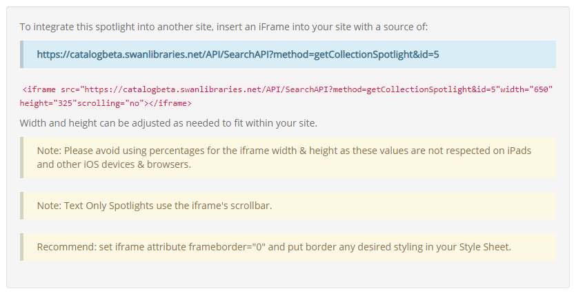 code to copy into the website as a fixed iframe