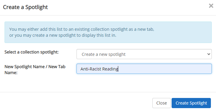 administration interface with spotlight name