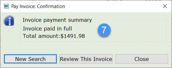 Paying an invoice step 3