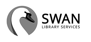 swan logo in grayscale with white text