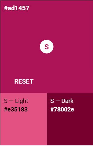 Grid of SWAN colors in the magenta family