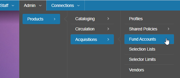 Fund accounts menu