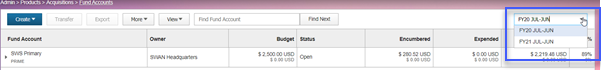 fund accounts main screen