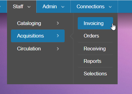 click invoicing menu