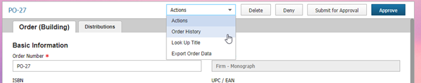 click actions and then order history