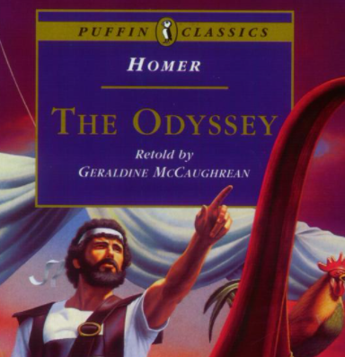 Cover of the Puffin Classics book The Odyssey by Homer, retold by Geraldine McCaughrean