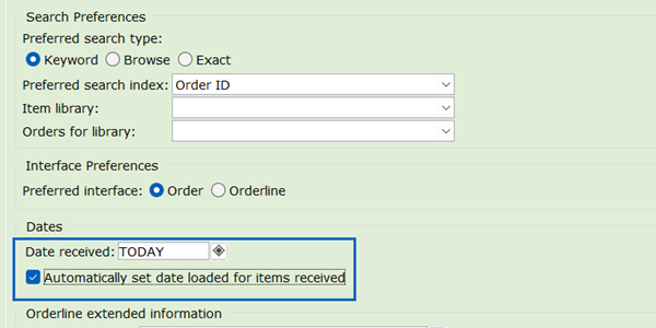 receive orders - date loaded