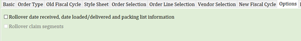 Rollover basic orders - Options tab