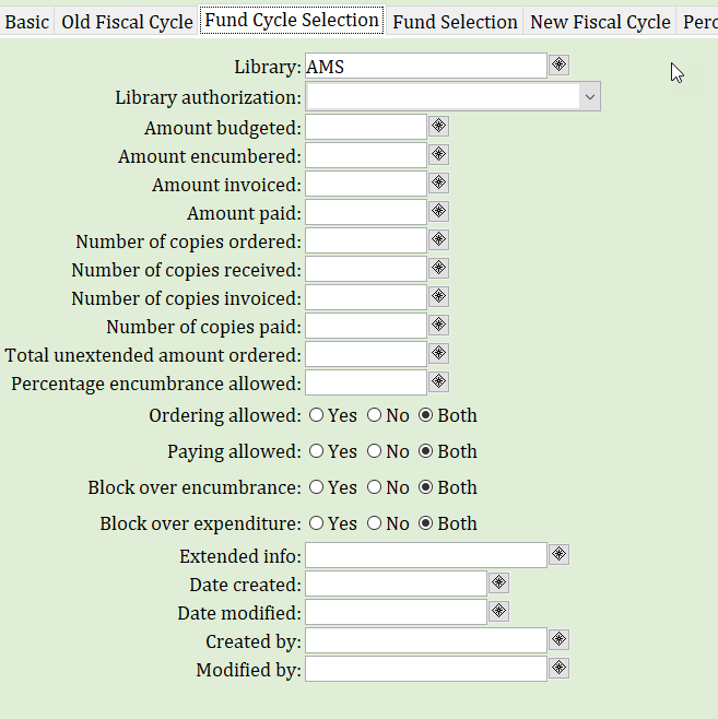 Rollover fund cycles - fund selection