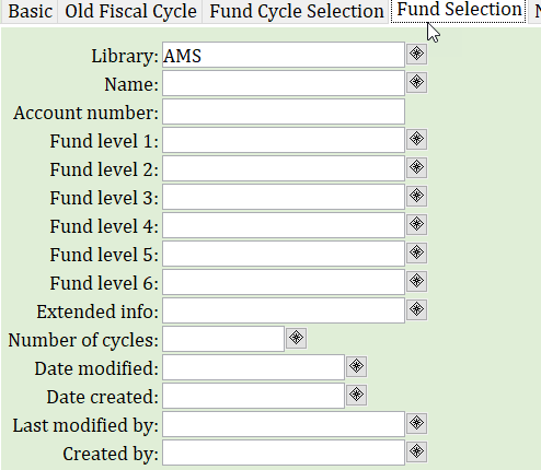 Rollover fund cycles - fund selection tab