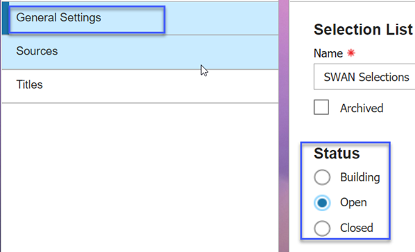 chnage status from building to open