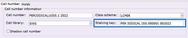 Shelving key can be found to the right of the Call Library drop-down menu