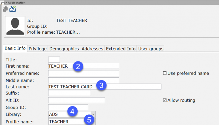 basic info tab