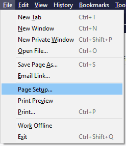 print menu in Firefox