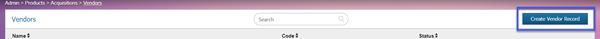 click create vendor record