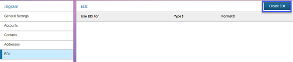 click create EDI to proceed with that setup