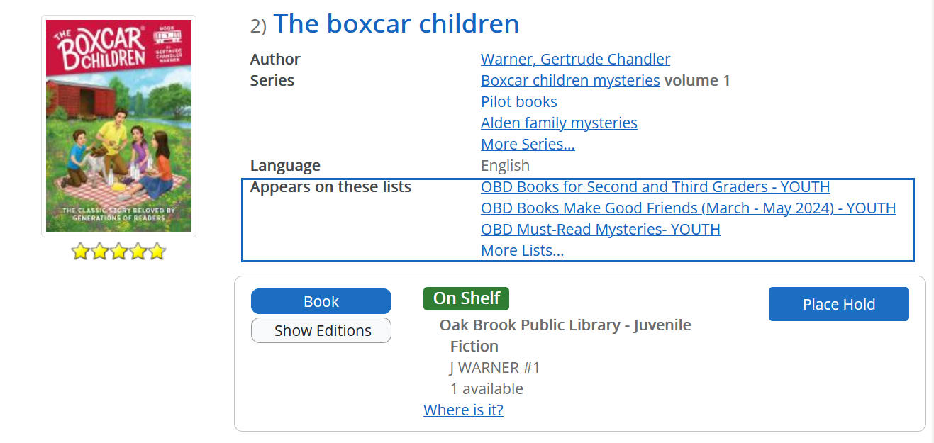 lists in search results in the catalog
