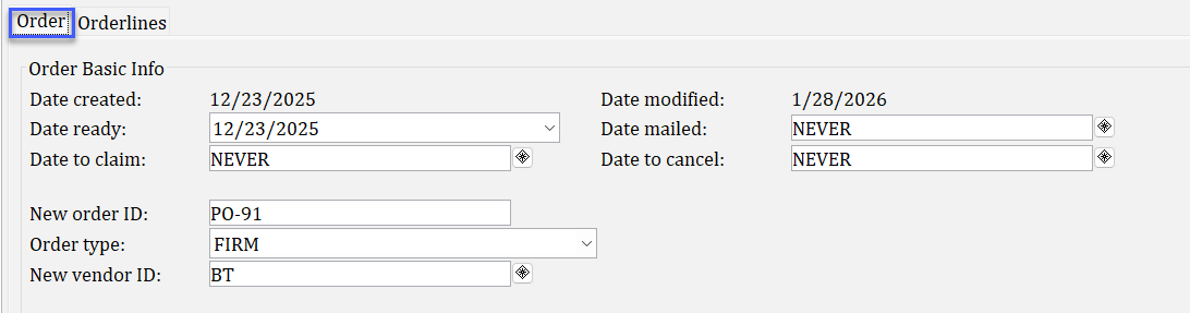order tab