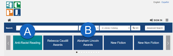 search bar with browse category buttons below
