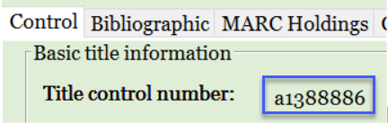 Title control number field in WorkFlows