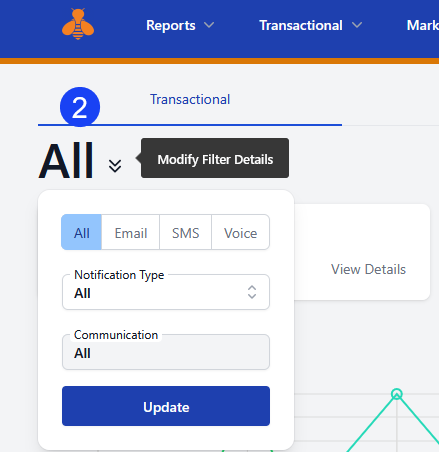 MessageBee Portal New Report Selection Step 2 Expanded